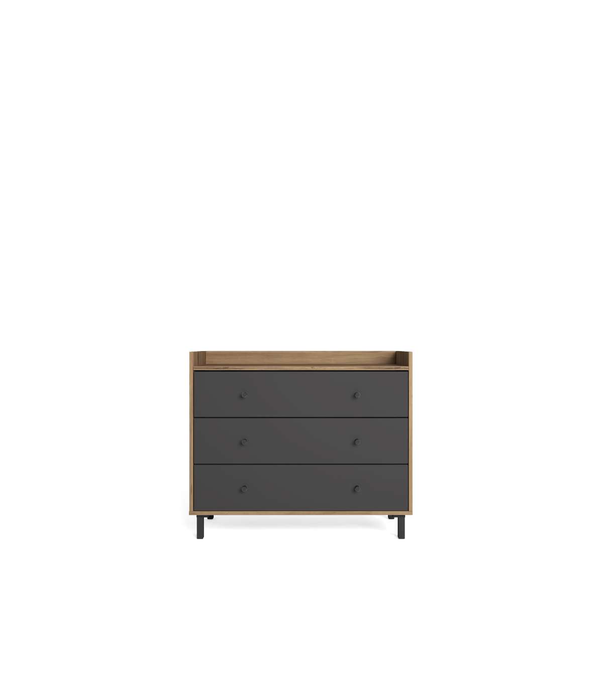 Cómoda Para Dormitorio Modelo Marta 3 Cajones Acabado Nogal/pizarra, 91.6cm(ancho) 75cm(a_0