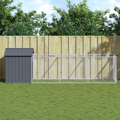 Caseta Para Perros Con Techo Antracita 117x405x123 Cm Acero Galvanizado_1