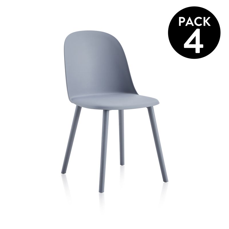 Pack 4 Sillas De Comedor Sabra Polipropileno, Gris, 48 X 80,5 X 45_0