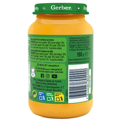 Gerber Baby Puré de legumes biológicos com carne de vaca, pote de 190g