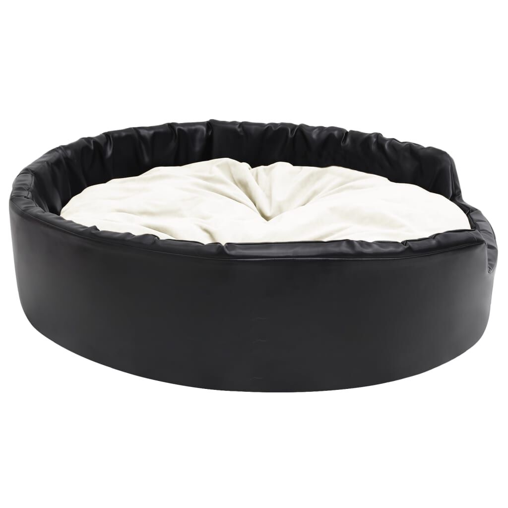 Vidaxl Cama De Perros Felpa Y Cuero Sintético Negro Beige 99x89x21 Cm_3