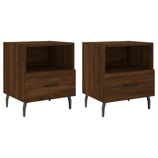 Mesita Noche 2 Uds Madera Ingeniería Marrón Roble 40x35x47,5 Cm_0