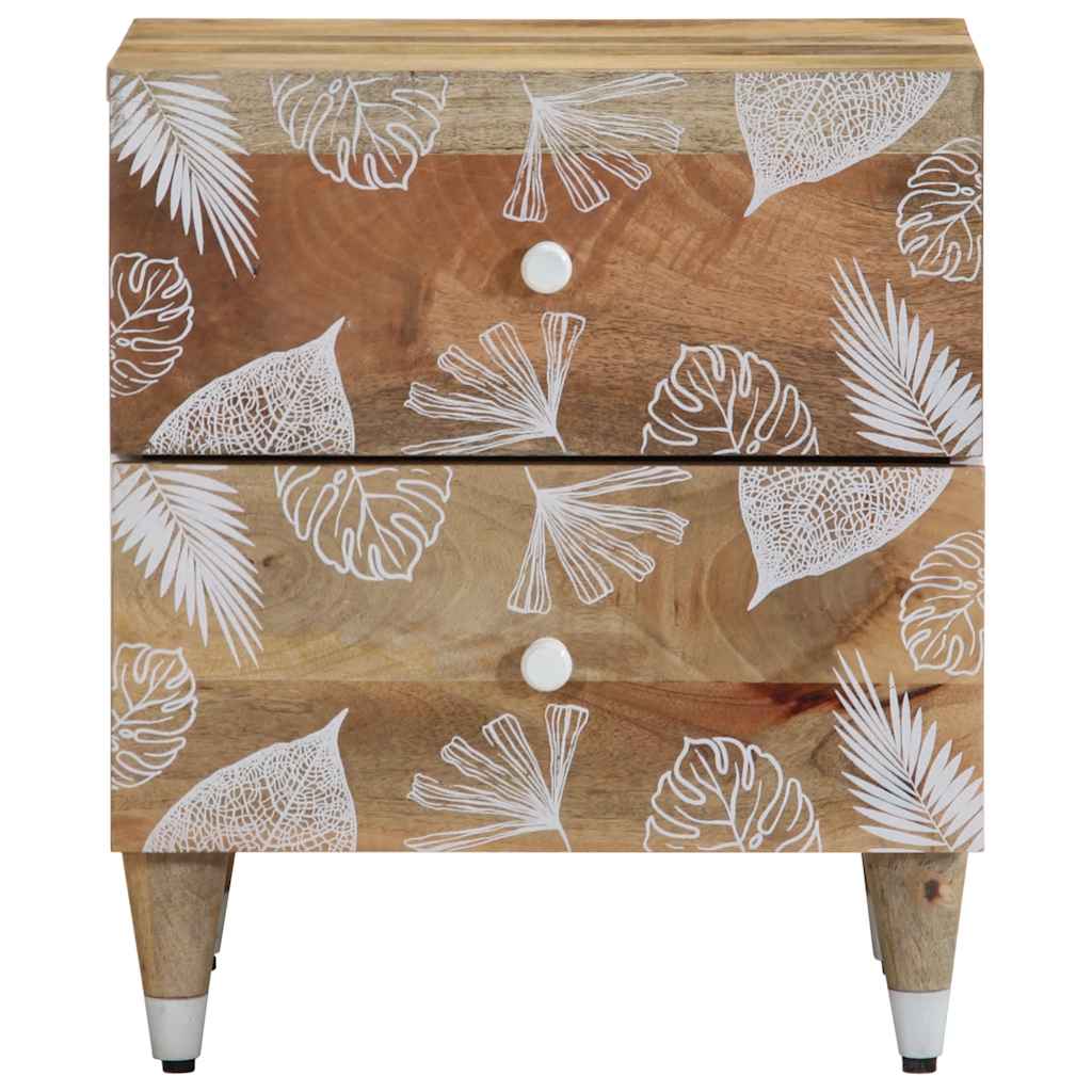 Mesita De Noche De Madera Maciza De Mango 40x33,5x46 Cm_0