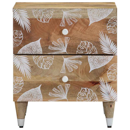 Mesita De Noche De Madera Maciza De Mango 40x33,5x46 Cm_0