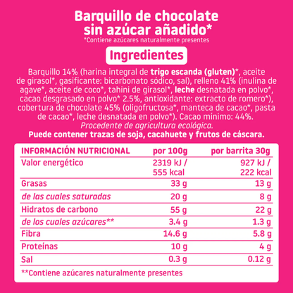 Pack 16x Barrita Barquillo recubierta de Chocolate ECO Smileat 40g
