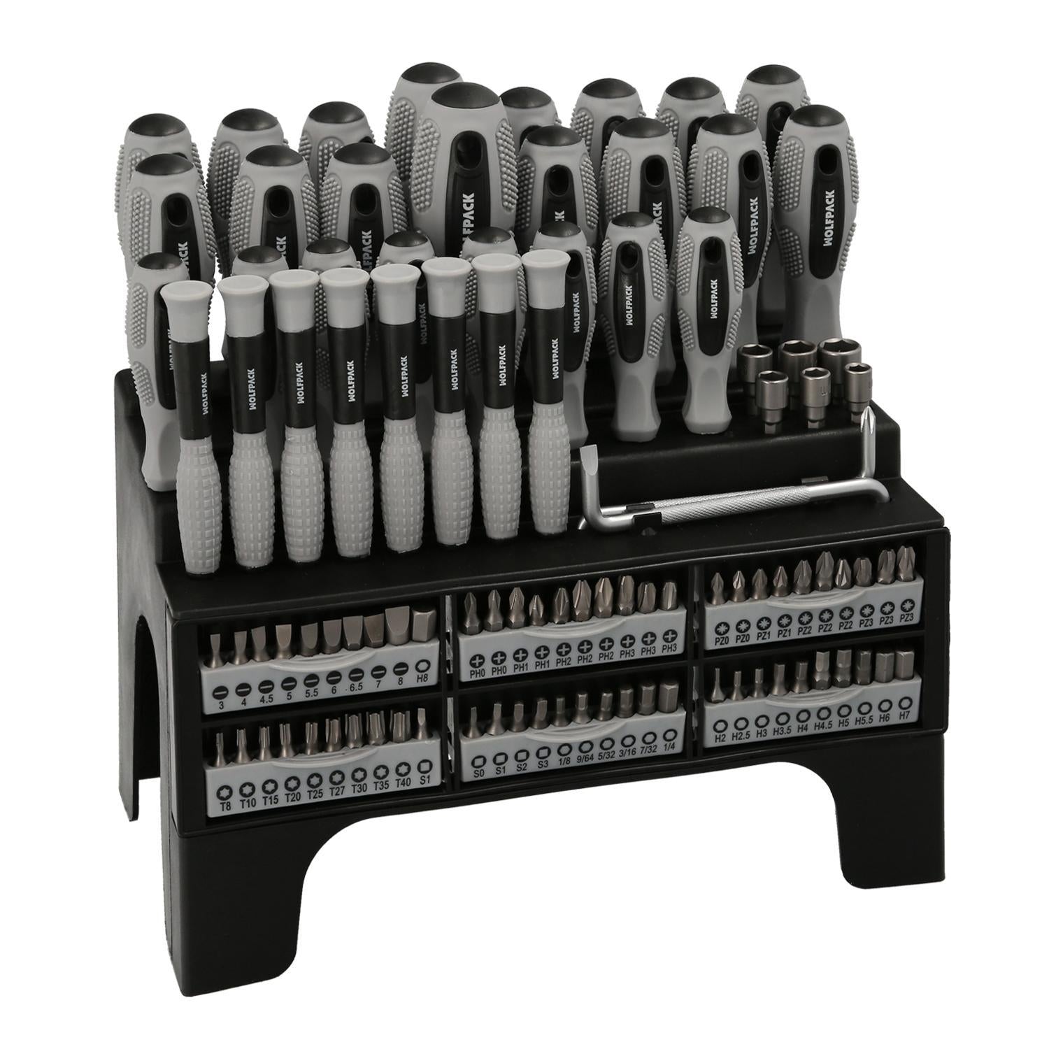 Juego De Destornilladores / Destorpuntas 100 Piezas Con Soporte Expositor