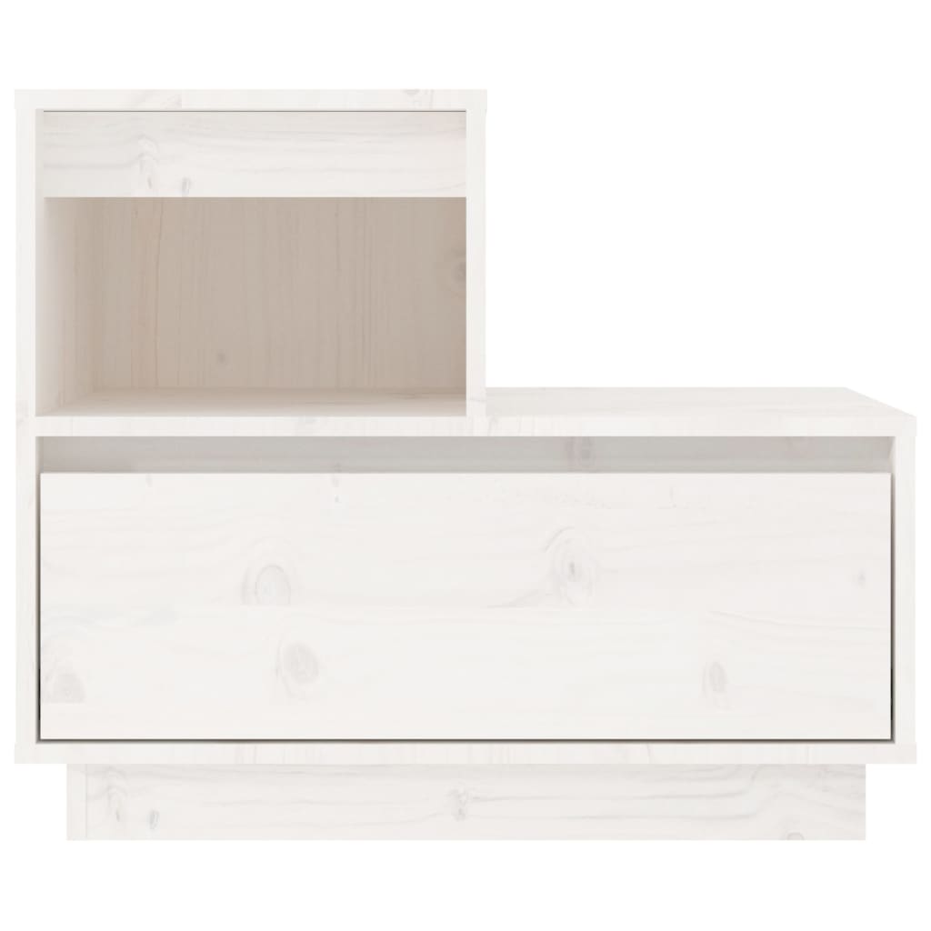 Mesita De Noche Madera Maciza De Pino Blanco 60x34x51 Cm_1