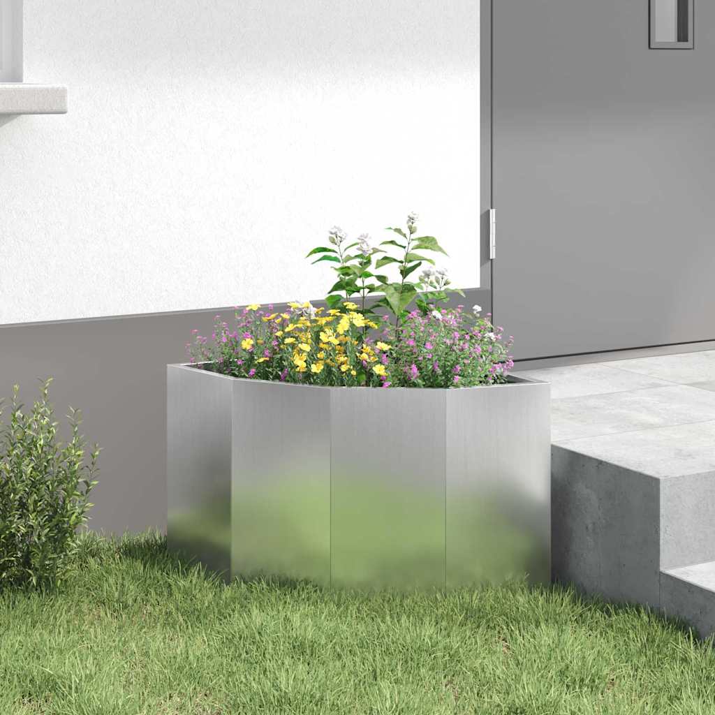 Macetero De Esquina Plateado 45 X 45 X 35 Cm Acero Galvanizado_3