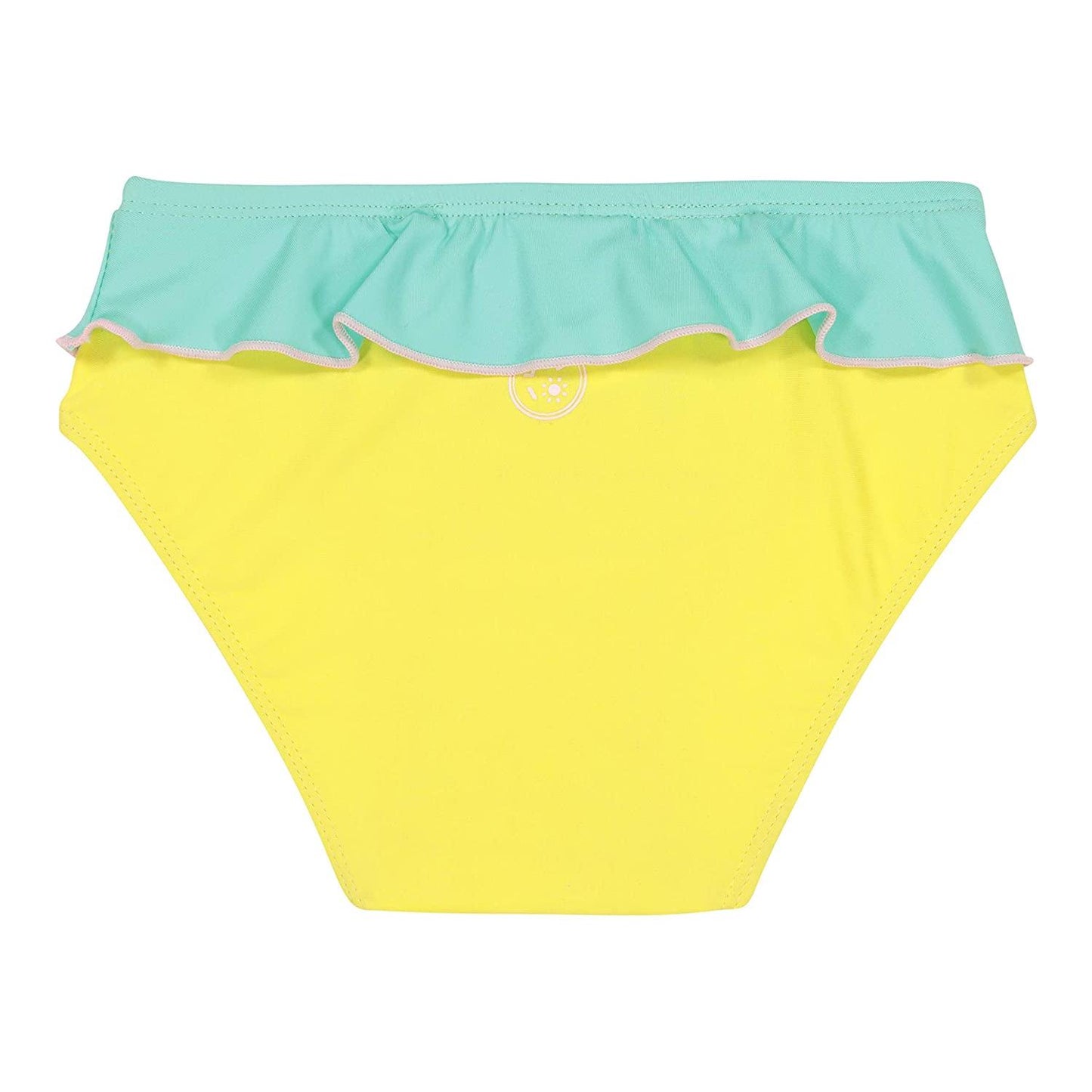Fato de banho amarelo e verde com proteção UV