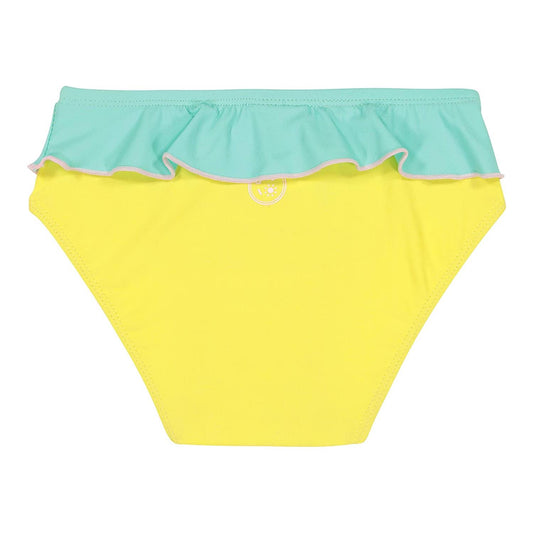 Fato de banho amarelo e verde com proteção UV