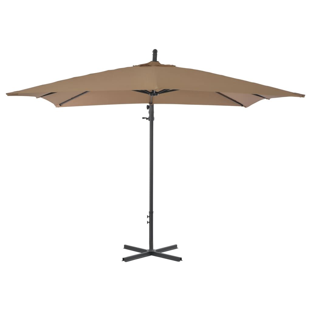 Vidaxl Sombrilla De Jardín Voladiza Con Palo De Acero Taupe 250x250 Cm_3