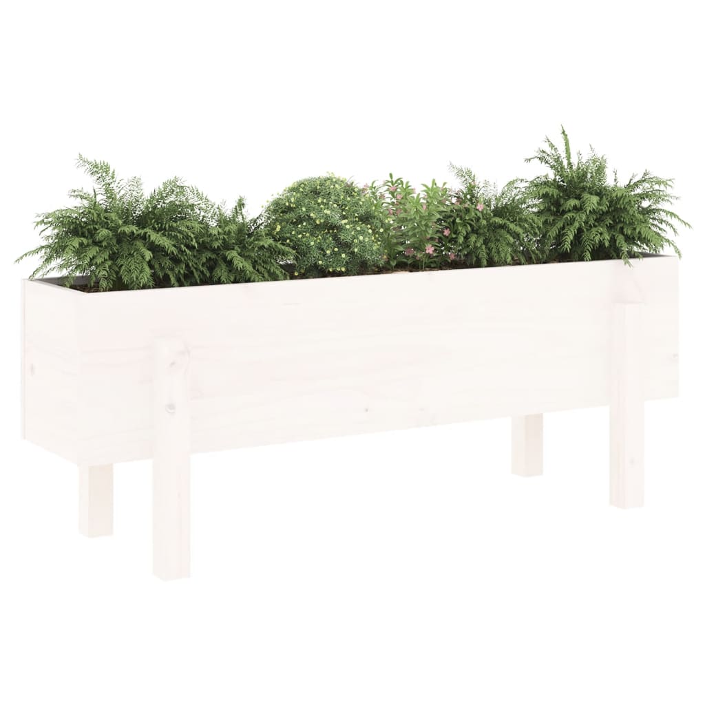 Arriate Elevado De Jardín Madera Maciza Pino Blanco 101x30x38cm_2