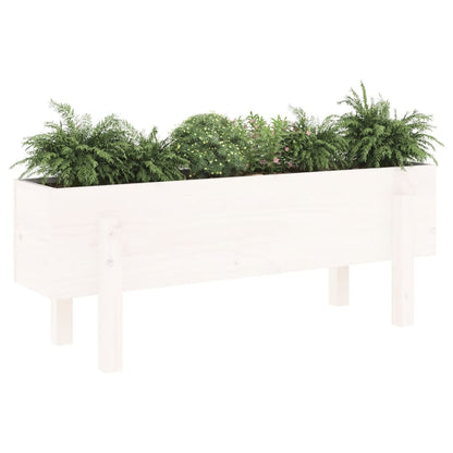 Arriate Elevado De Jardín Madera Maciza Pino Blanco 101x30x38cm_2