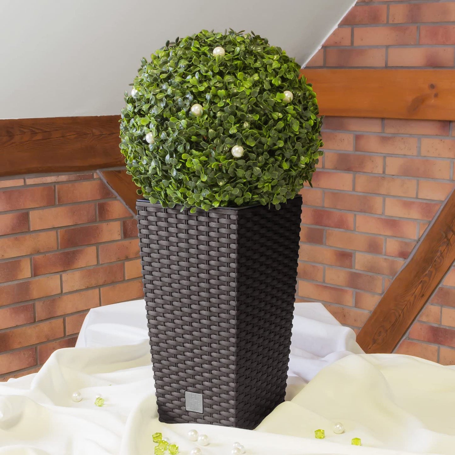 Maceta Rato De 7,2 Litros Con Inserto 17 X 17 X 32,4 Cm En Color Ocre Oscuro