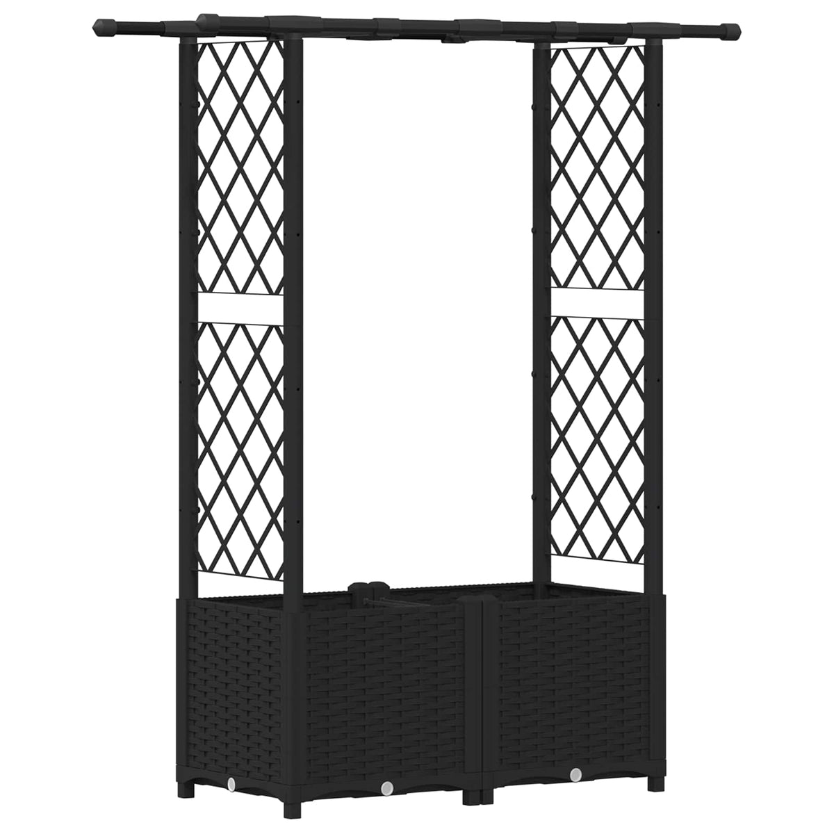 Cama Elevada Con Trellis Y Techo Negro 124,5 X 40 X 136 Cm Pp_0