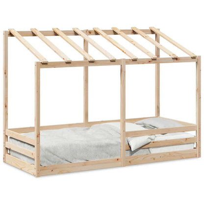 Cama Infantil Con Techo Madera Maciza Pino 90x190 Cm_0