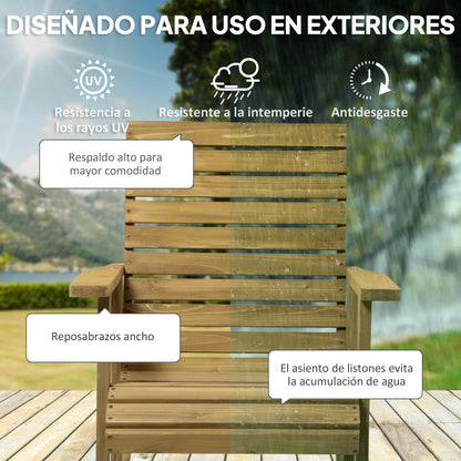 Outsunny Silla Mecedora De Madera Con Reposabrazos Y Diseño Listones Natural_5