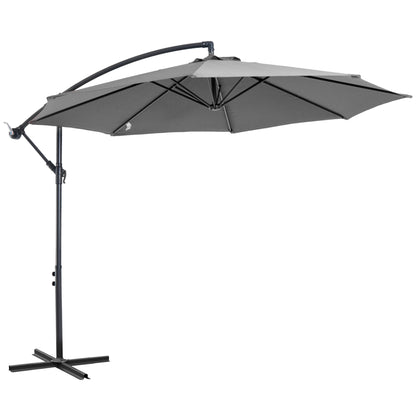 Outsunny Parasol Excéntrico Ø300 Cm Inclinable Con Manivela Para Jardín Gris_0