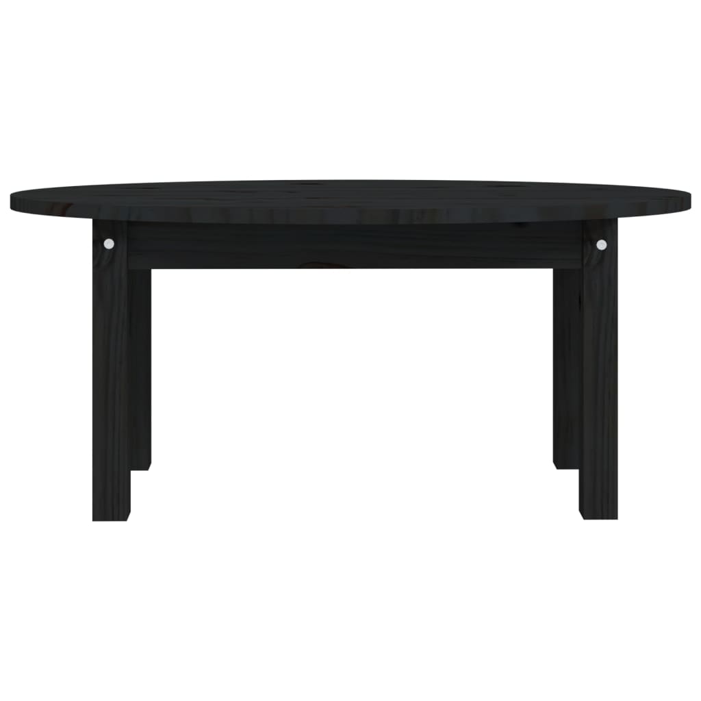 Mesa De Centro De Madera Maciza De Pino Negro 80x40x35 Cm_3