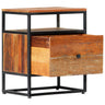 Mesa de cabeceira de madeira maciça reciclada e aço 40x30x50 Cm