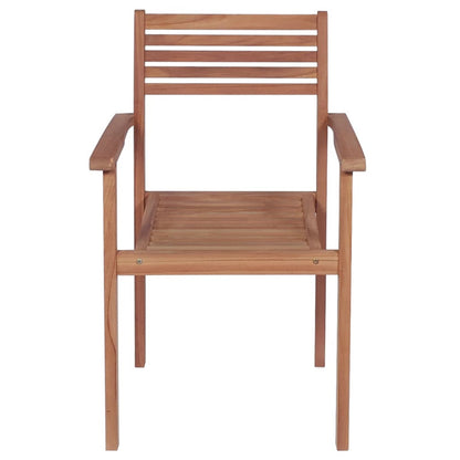 Vidaxl Sillas Apilables De Jardín 6 Uds Madera De Teca Con Cojines_3