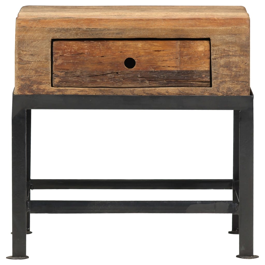 Mesita De Noche De Madera Maciza Reciclada 40x35x40 Cm_1