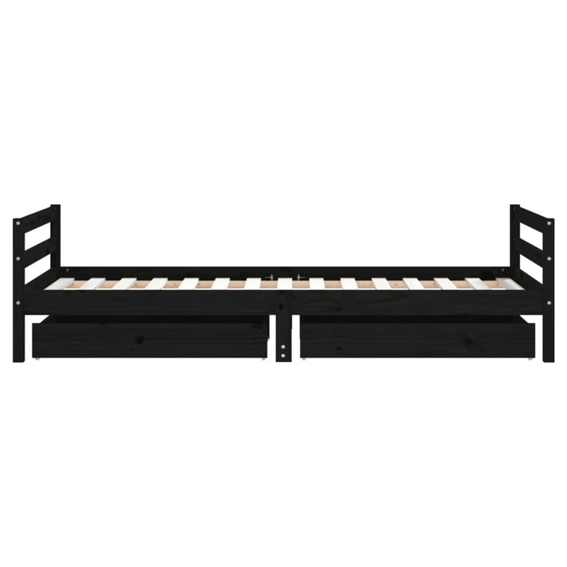 Vidaxl Estructura Cama Infantil Y Cajones Madera Pino Negro 90x190 Cm_5