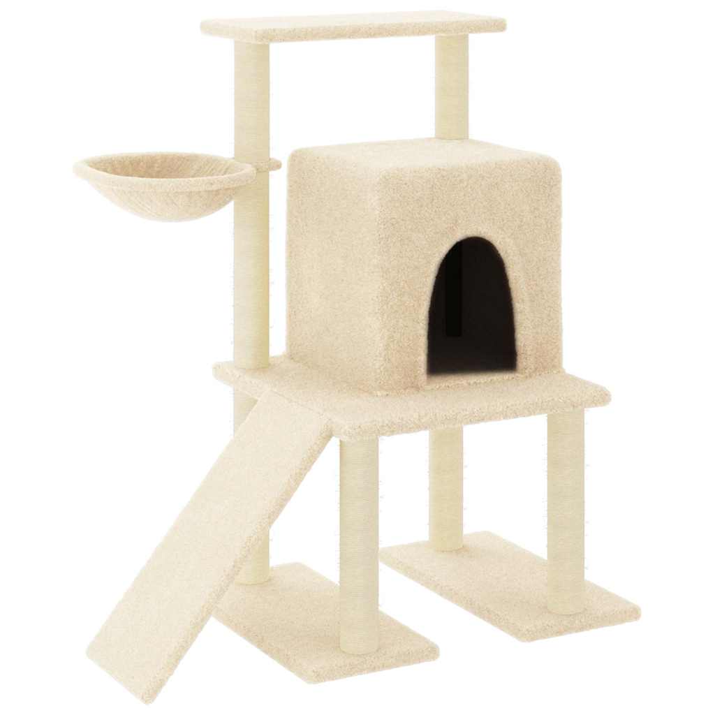 Rascador Para Gatos Con Postes De Sisal Color Crema 96,5 Cm_0