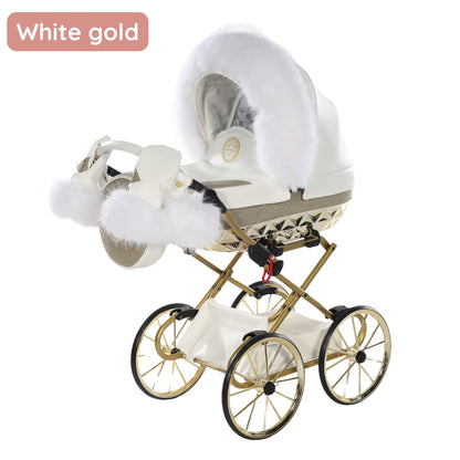 Carro De Muñecas Hand Craft Glitter Satin Classic White / Gold_1