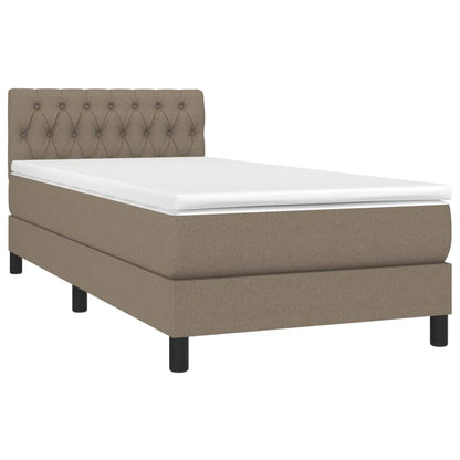 Cama Box Spring Colchón Y Luces Led Tela Gris Taupe 100x200 Cm / Vetonek_3