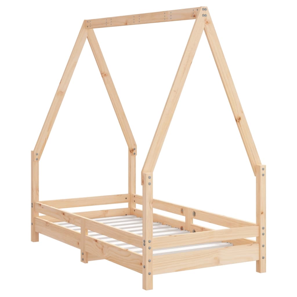 Estructura De Cama Para Niños Madera Maciza De Pino 70x140 Cm / Vetonek_0