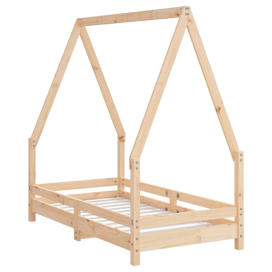 Estructura De Cama Para Niños Madera Maciza De Pino 70x140 Cm / Vetonek_0