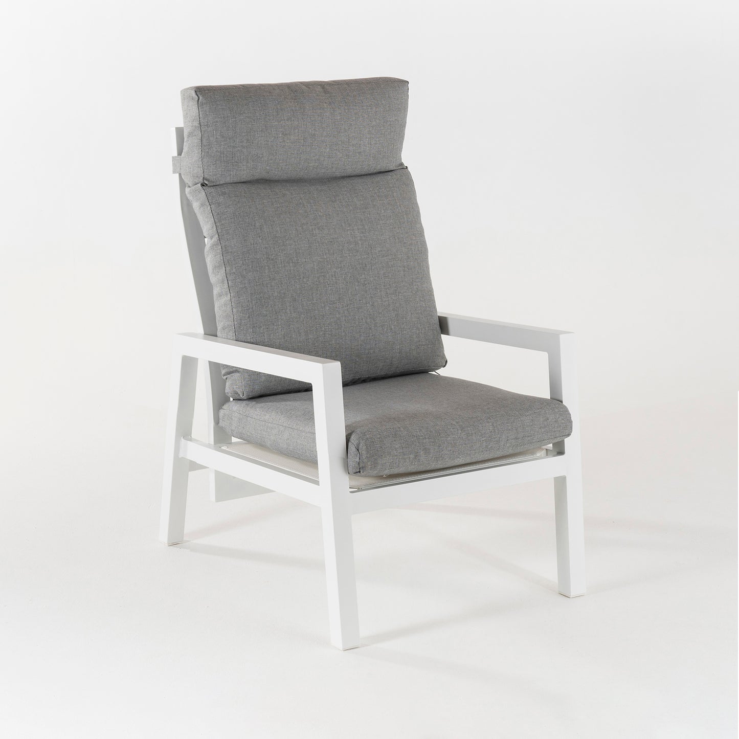 Sillón De Jardín Reclinable Con Sistema Hidráulico, Aluminio Reforzado Color Blanco, Altura Sillón 112 Cm,_2