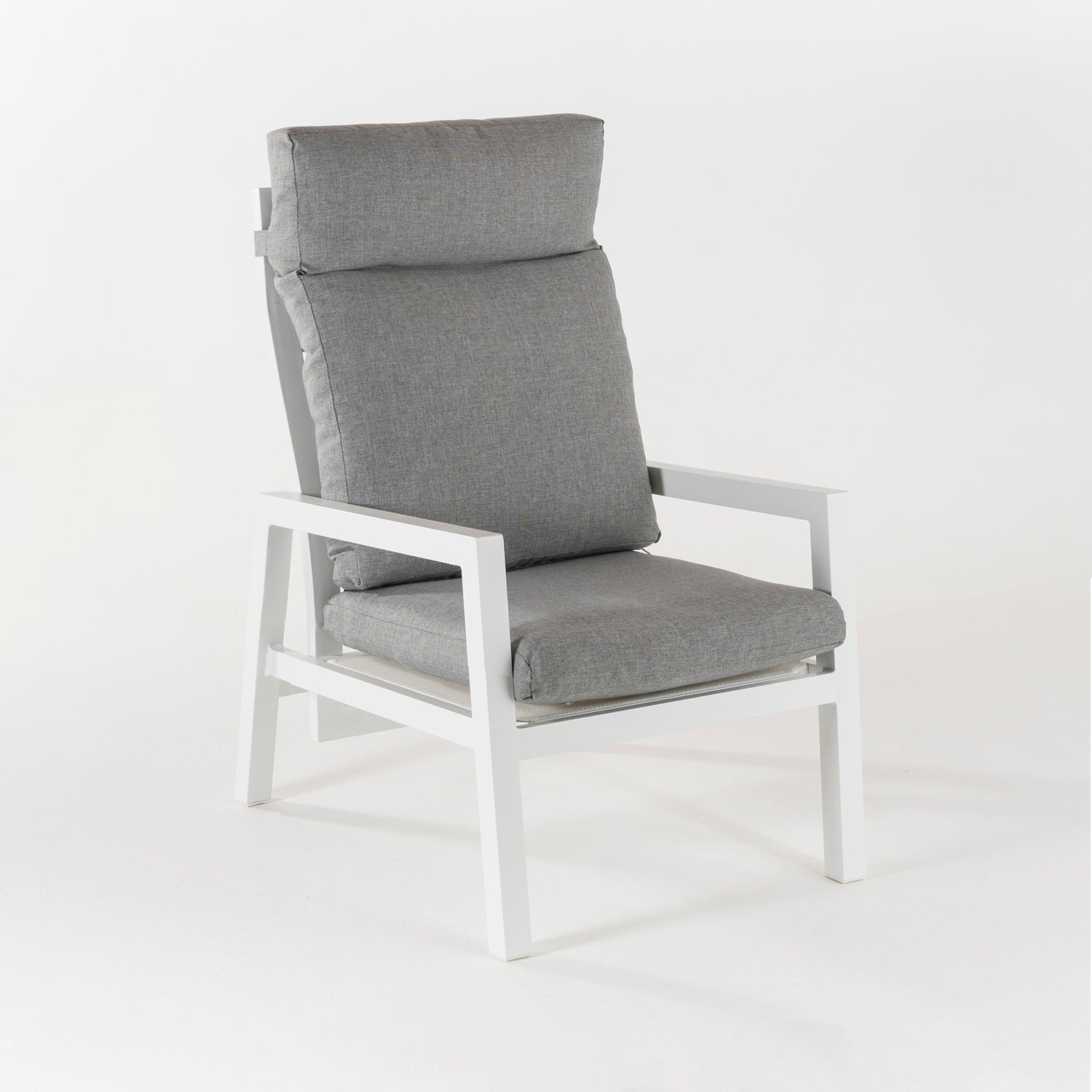 Sillón De Jardín Reclinable Con Sistema Hidráulico, Aluminio Reforzado Color Blanco, Altura Sillón 112 Cm,_2