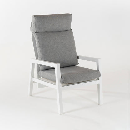 Sillón De Jardín Reclinable Con Sistema Hidráulico, Aluminio Reforzado Color Blanco, Altura Sillón 112 Cm,_2