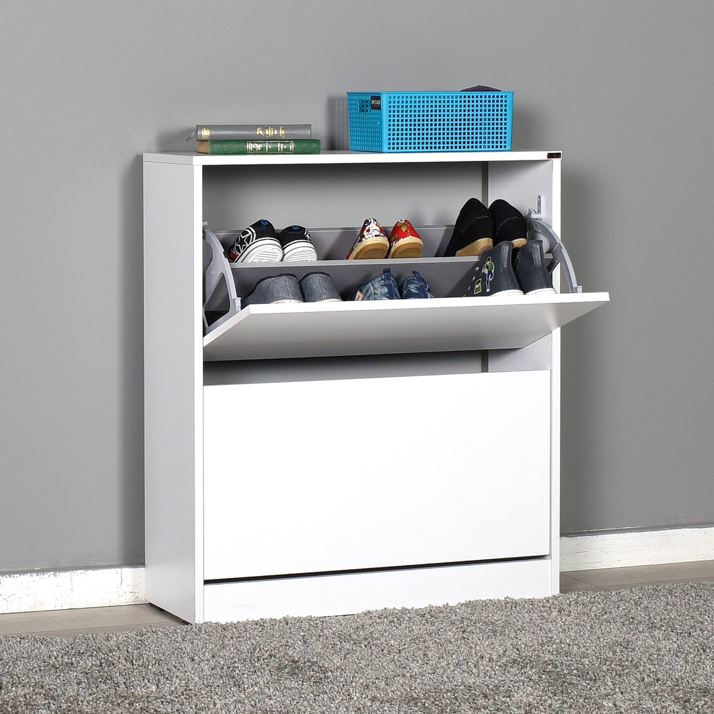 Zapatero,100% Tablero De Aglomerado Rechapado En Melamina, Color Blanco