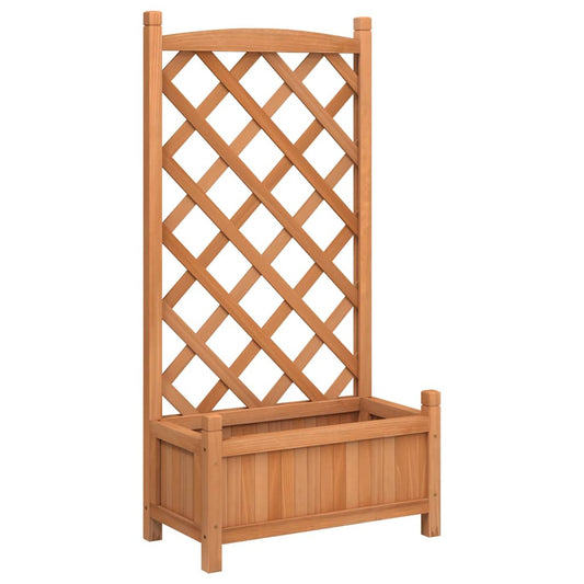 Jardinera Con Enrejado Marrón 55x29,5x110 Cm Madera Maciza De Abeto_0
