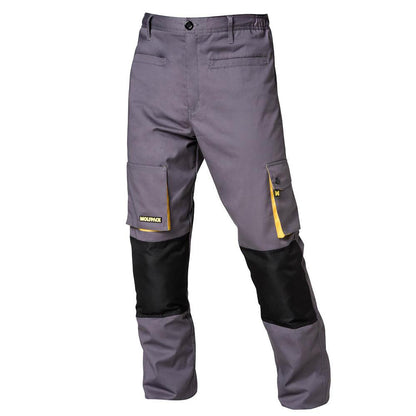 Pantalones Largos Detrabajo, Multibolsillos, Resistentes, Rodilla Reforzada, Gris/amarillo Talla 42/44 M