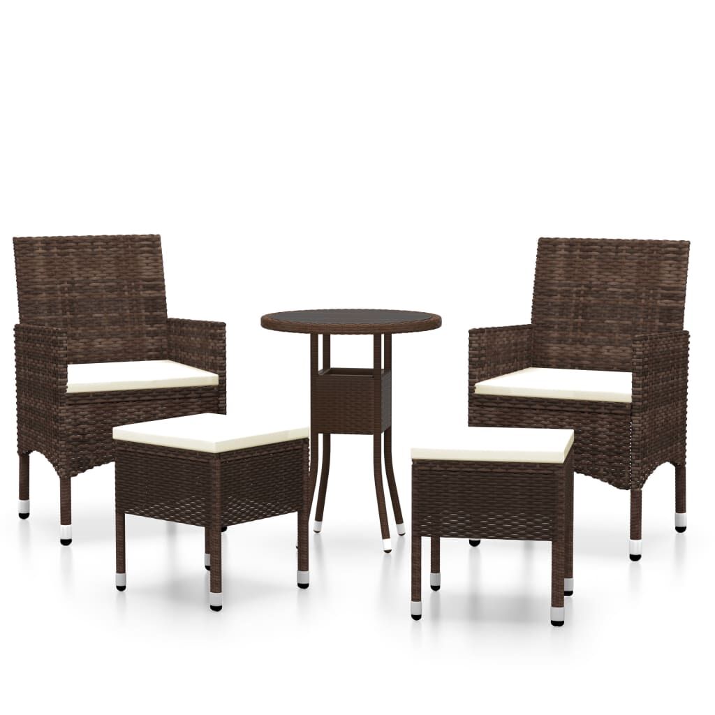Vidaxl Juego De Muebles De Jardín De 5 Piezas Ratán Sintético Marrón_0