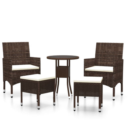 Vidaxl Juego De Muebles De Jardín De 5 Piezas Ratán Sintético Marrón_0