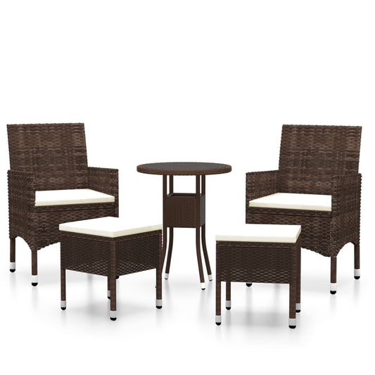 Vidaxl Juego De Muebles De Jardín De 5 Piezas Ratán Sintético Marrón_0