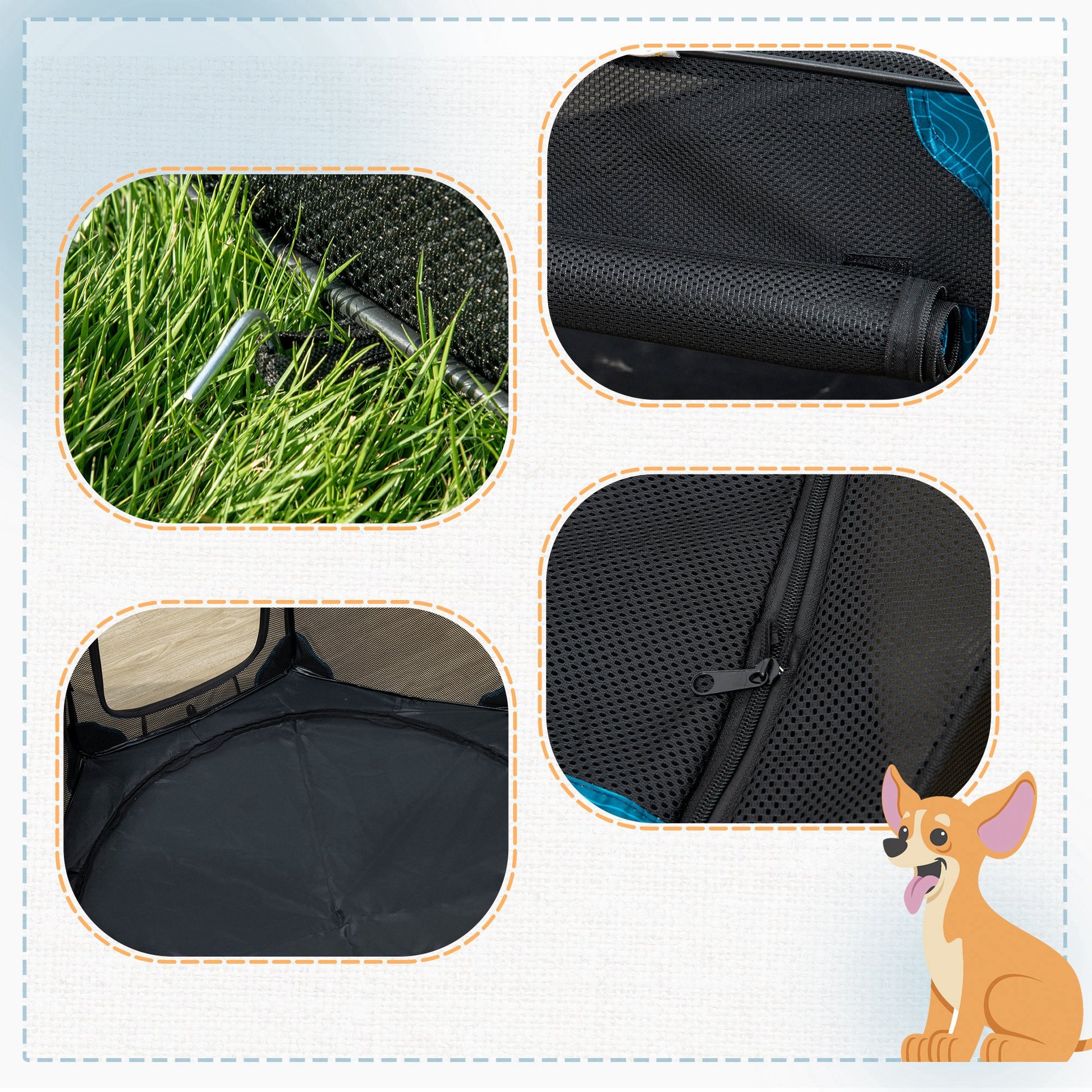 Pawhut Parque Plegable Para Perros 8 Paneles Con Bolsa De Transporte Ø91x58 Cm_3