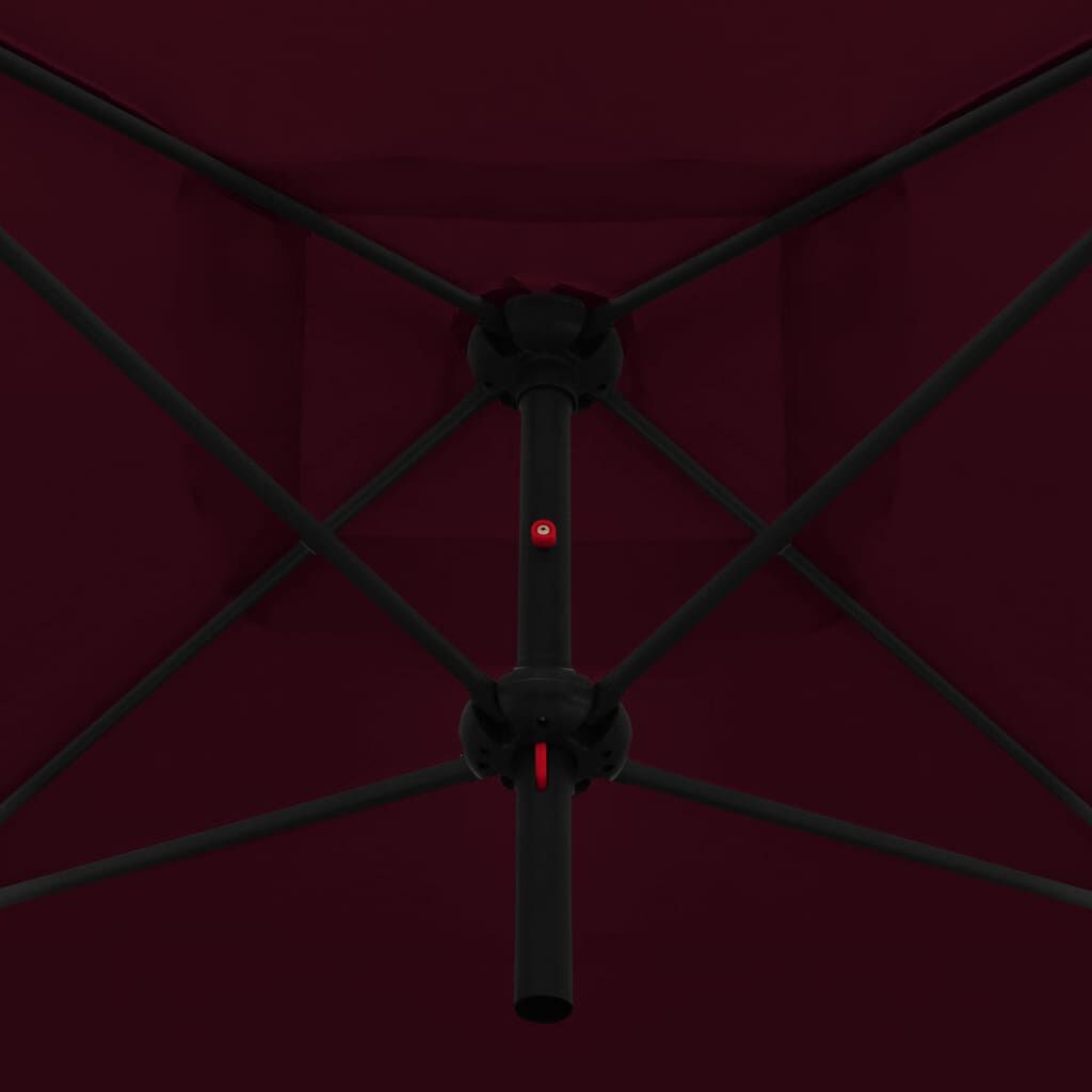 Vidaxl Sombrilla Doble Con Palo De Acero Rojo Burdeos 250x250 Cm_3