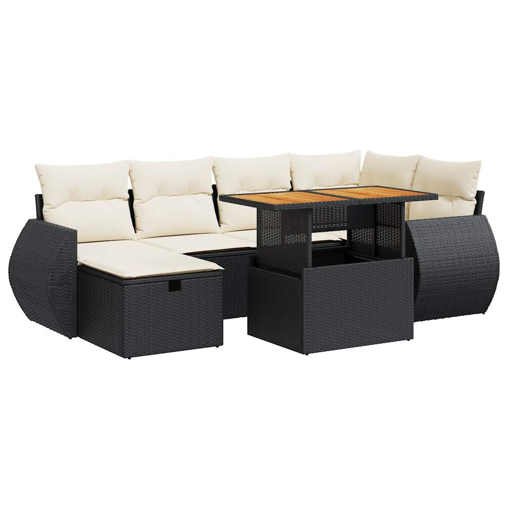Set Sofás Jardín Y Cojines 8 Pzas Ratán Sintético Acacia Negro / Vetonek_3