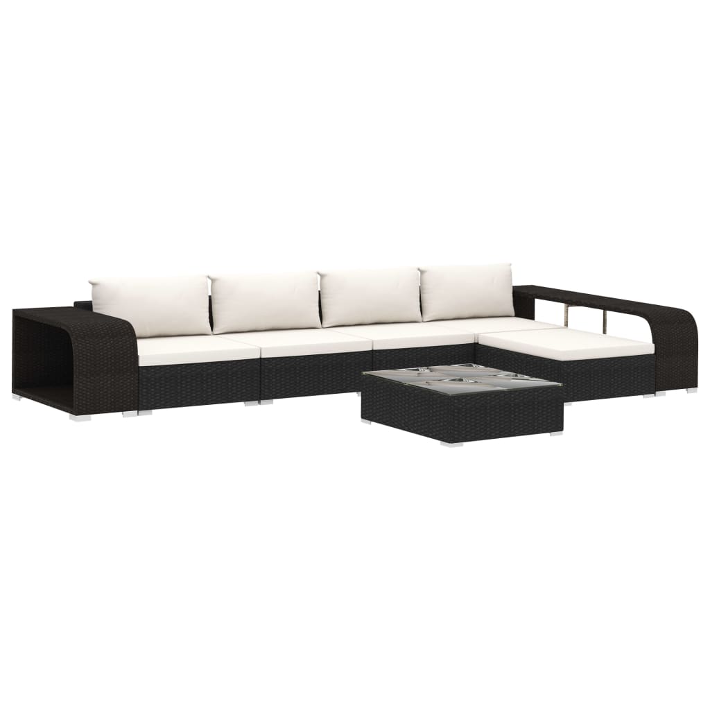 Vidaxl Set Muebles De Jardín 8 Piezas Y Cojines Ratán Sintético Negro_0