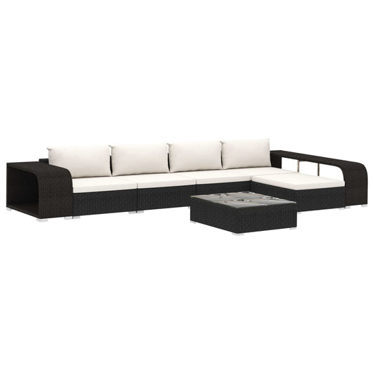 Vidaxl Set Muebles De Jardín 8 Piezas Y Cojines Ratán Sintético Negro_0