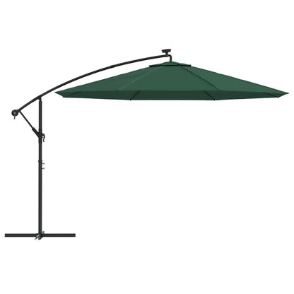 Vidaxl Sombrilla Voladiza Con Luces Led Y Poste De Metal Verde 350 Cm_3