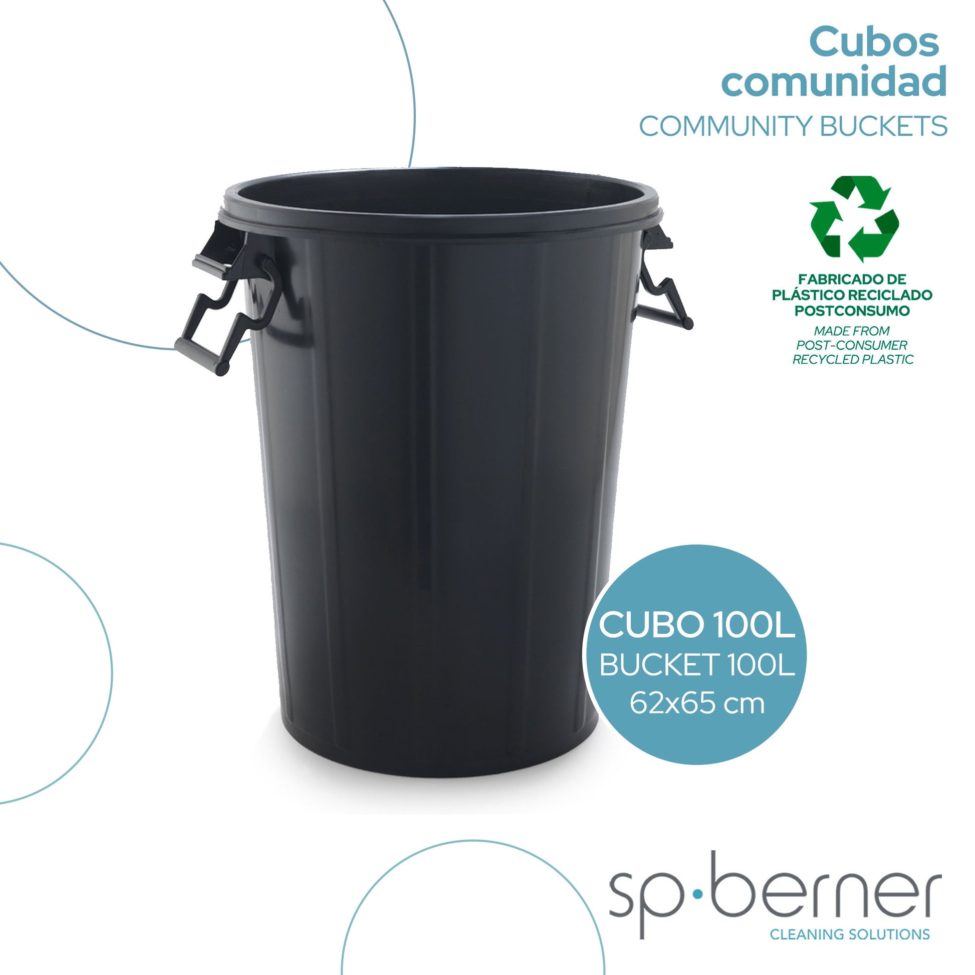 Cubo De Basura 100l Con Asas, Ideal Para Espacios Comunitarios, Sin Tapa (se Vende Por Separado)_2