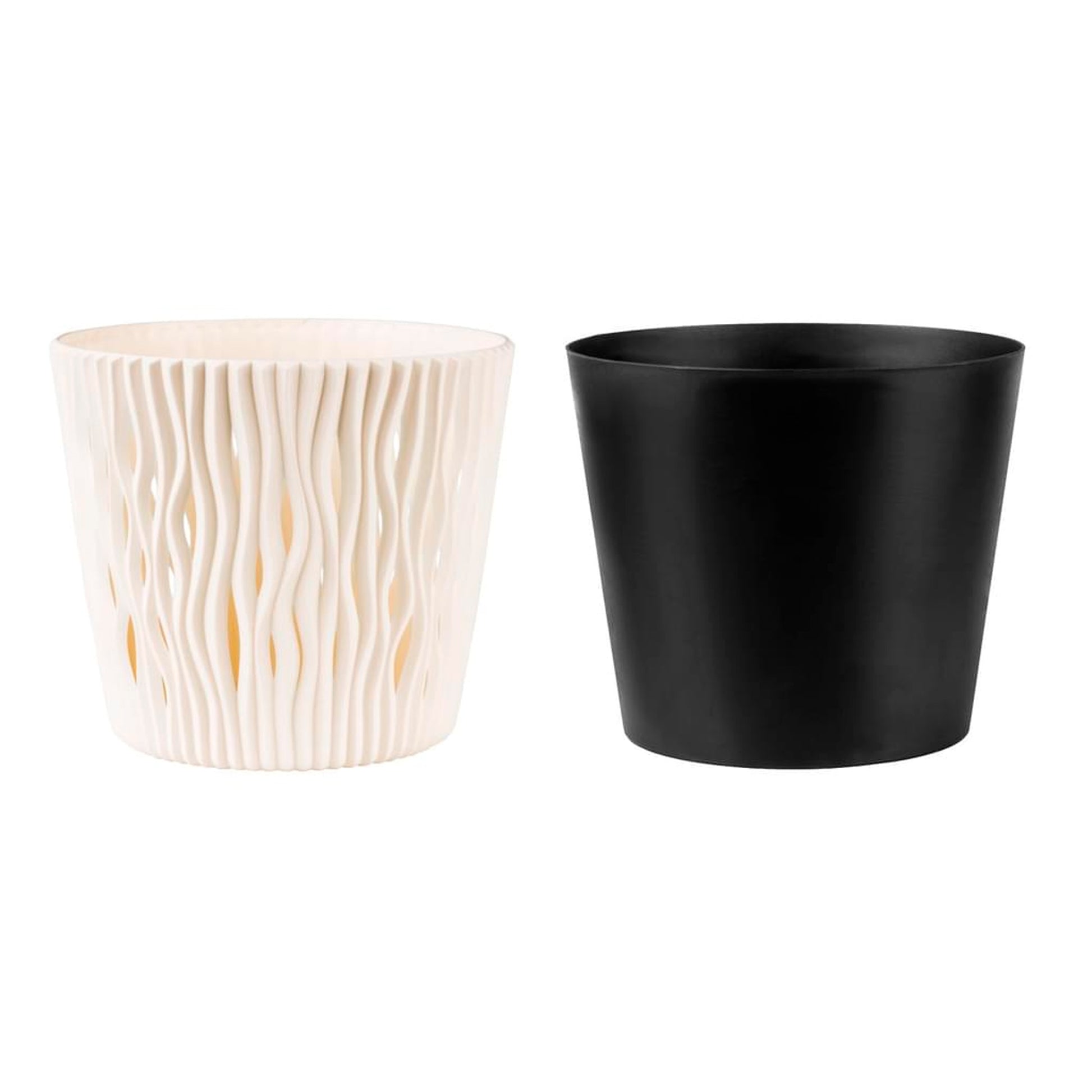 Maceta Redonda De Plastico Sandy Round En Color Crema 26,2 (largo) X 26,2 (ancho) X 22,2 (alto) Cm_2