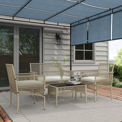 Muebles De Jardín Outsunny Acero, Ratán Caqui 100x56x80 Cm_1